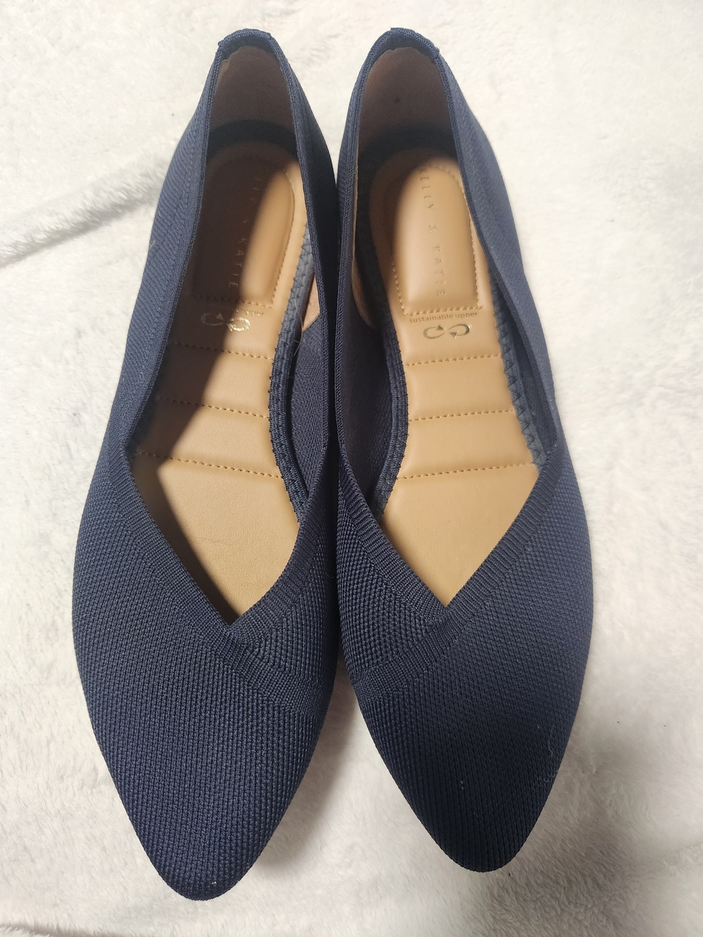 Kelly & Katie Knit Pointed Toe Flats - Navy